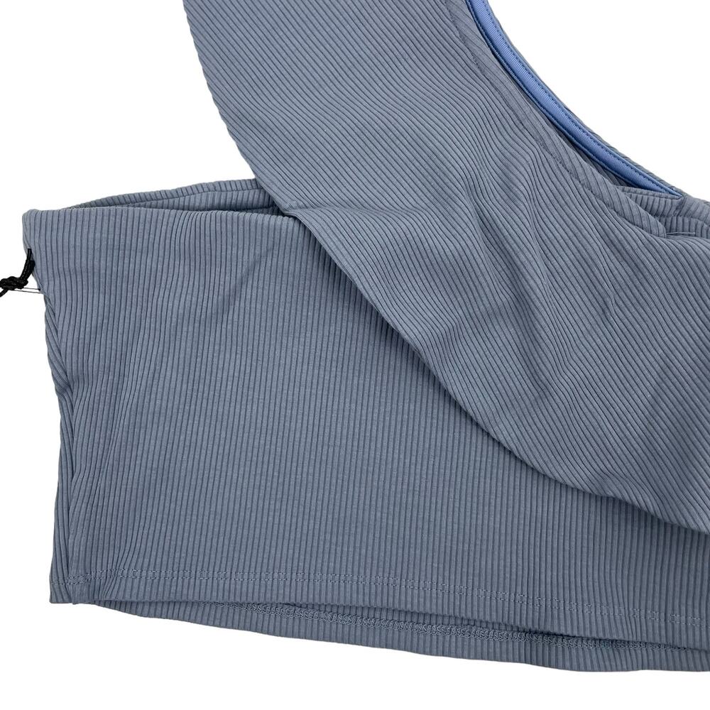 Privacy Please Waverly One Shoulder Crop Top Ruffle Blue Size L - Picture 7 of 8